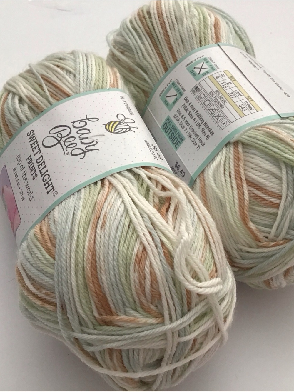 Baby Bee Sweet Delight Variegated Pastel Yarn (2 Skeins) Color: Top of the World